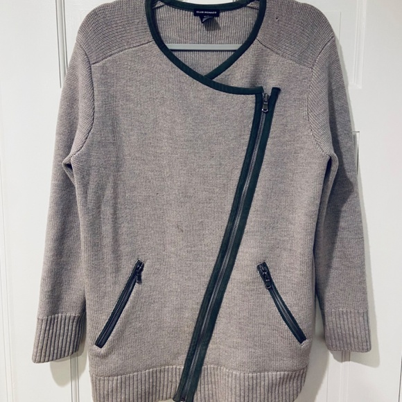 Club Monaco Gray Asymmetric Full-Zip Wool Sweater Jacket – Size Medium - Picture 10 of 13